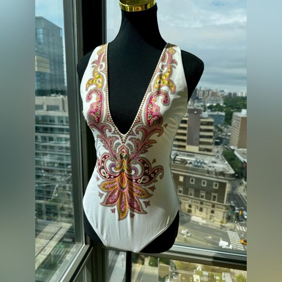 🆕 ZIMMERMANN 🧿 NWOT Teddy Paisley Plunge Bathing Suit, Sz 3 - MISSING BELT - Picture 4 of 16